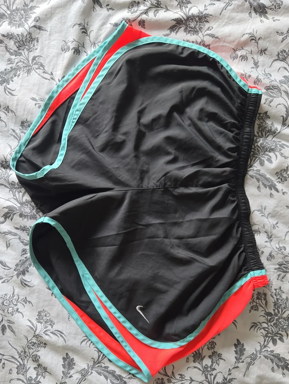 Nike Dri-FIT Tempo Running Shorts  Black Coral Teal Lined 3